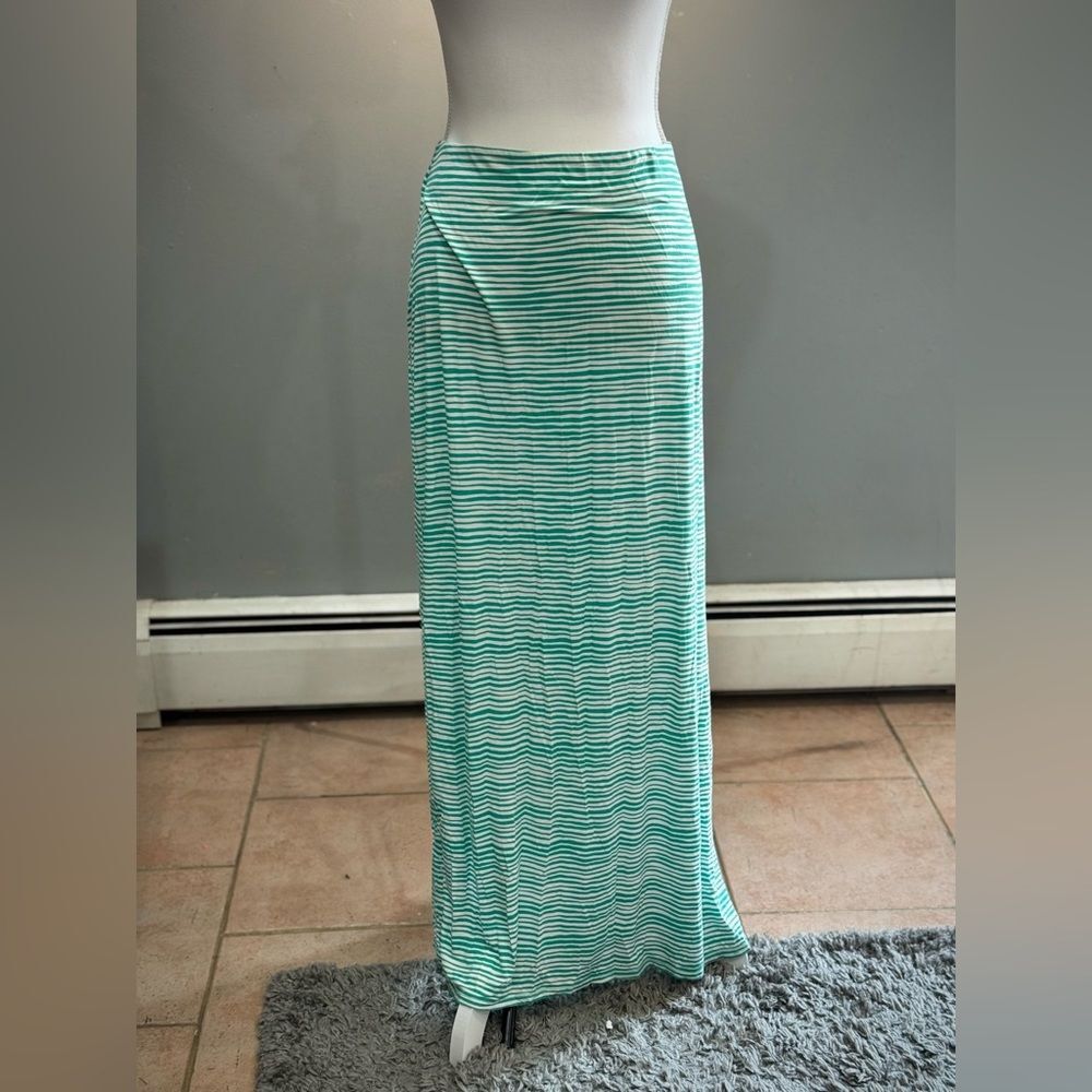 Green LOFT Outlet Striped Maxi Skirt Size L EUC